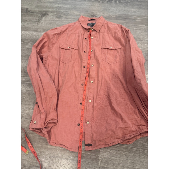 Trash Nouveau Men's Large Modern Western Pearl Snap Shirt Dusty Red Large - Picture 3 of 5